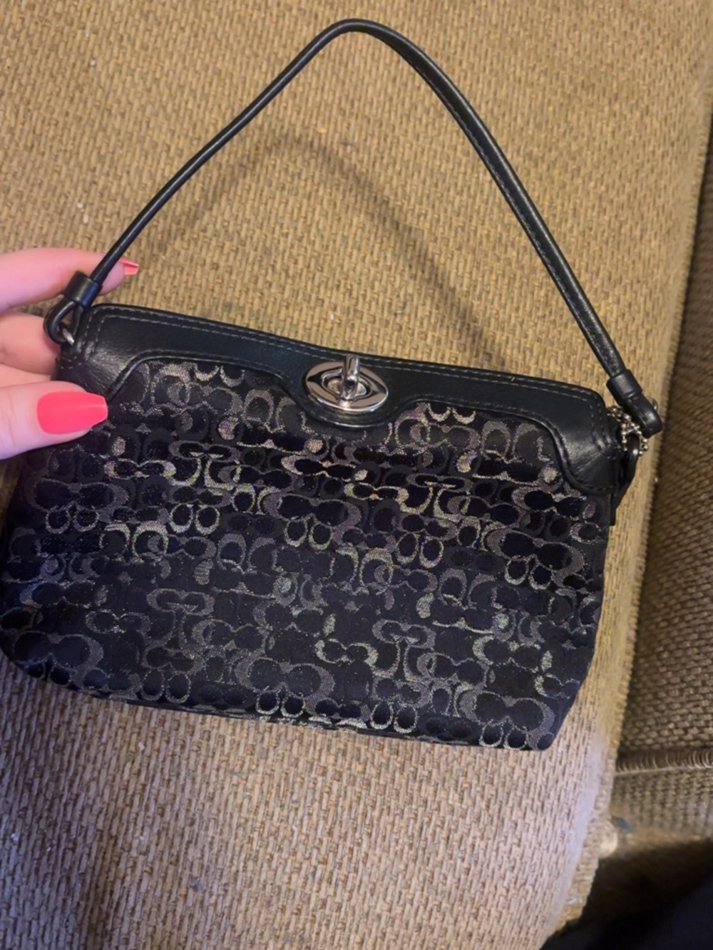 Black Signature Jacquard Bag